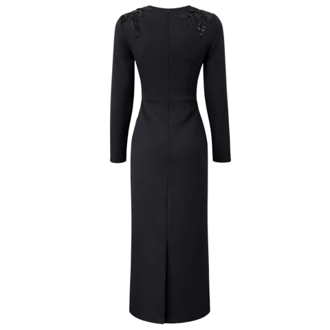 MİMOSA NAKIŞ DETAY KALEM ELBİSE SİYAH