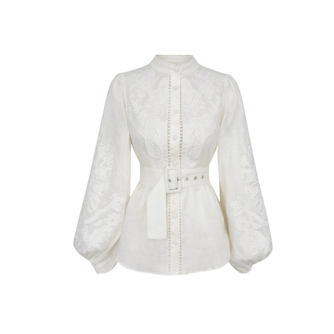 NAKIŞLI %100 KETEN TAKIM EKRU