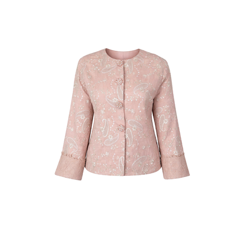 NAKIŞLI TASARIM CEKET PEMBE