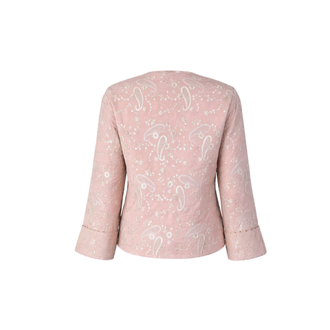 NAKIŞLI TASARIM CEKET PEMBE