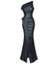 BELDEN DRAPE DETAY YIRTMAÇLI UZUN ABİYE ELBİSE ANTRASİT