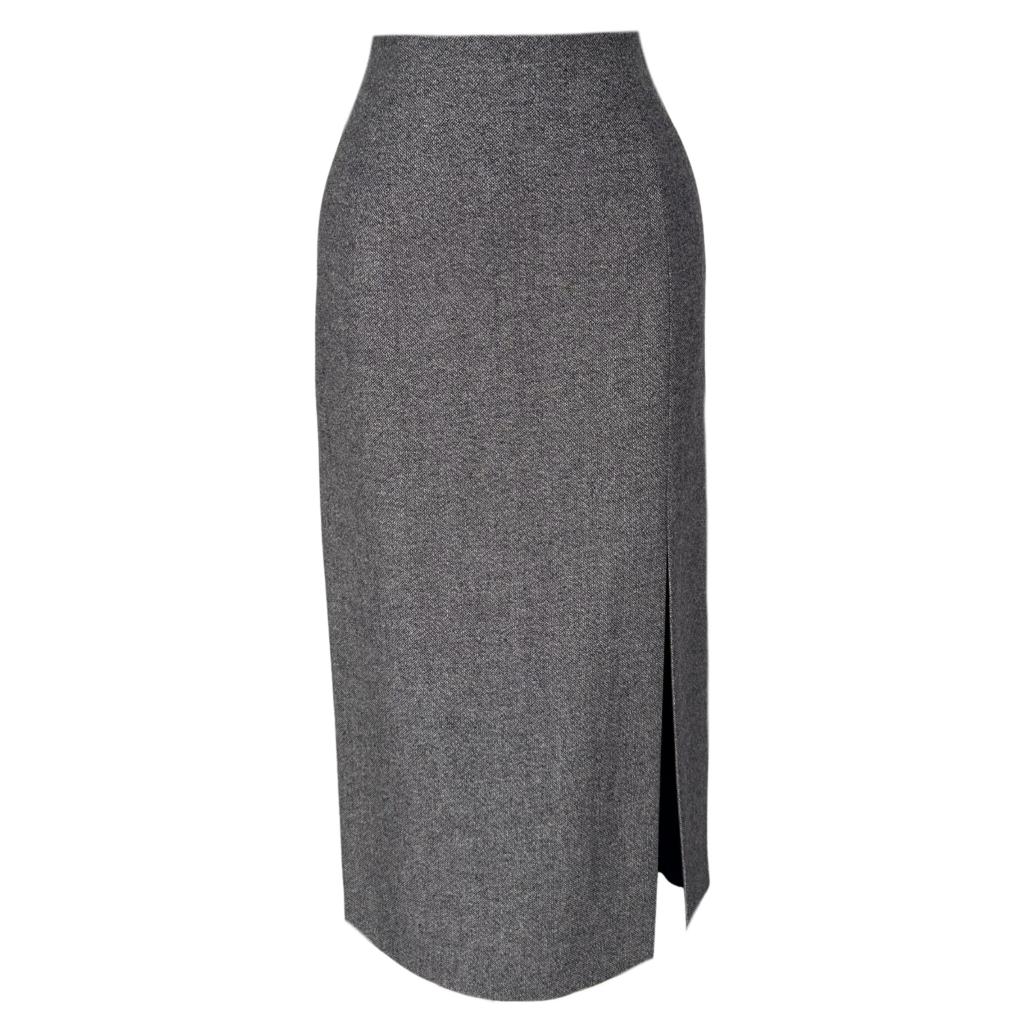 SNOW YÜN KARIŞIMLI ÖNDEN YIRTMAÇLI ETEK GRİ