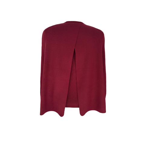 PELERİN DETAY SIFIR YAKA TRİKO BORDO