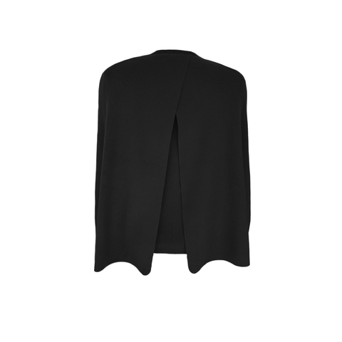 PELERİN DETAY SIFIR YAKA TRİKO SİYAH