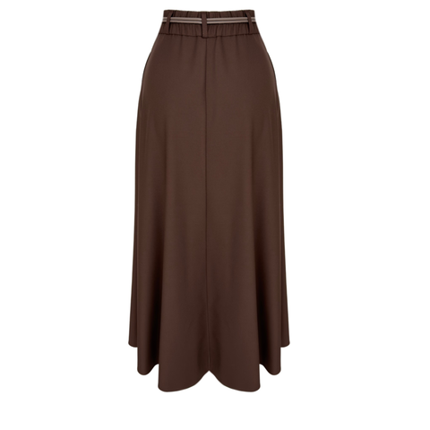 PİLE DETAY KRUVAZE KAPAMA ETEK KAHVE