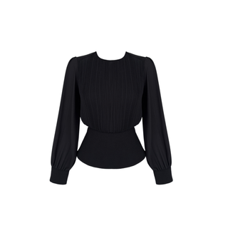 PİLİSE DETAY BLUZ SİYAH