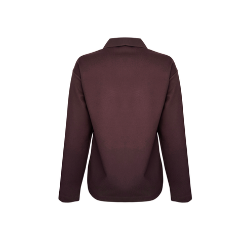 KUMAŞ MİX YAKASI FERMUARLI SWEATSHIRT BORDO