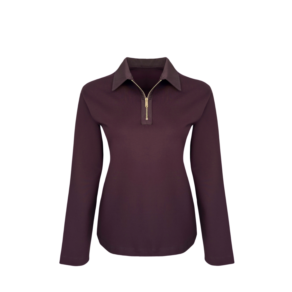 KUMAŞ MİX YAKASI FERMUARLI SWEATSHIRT BORDO