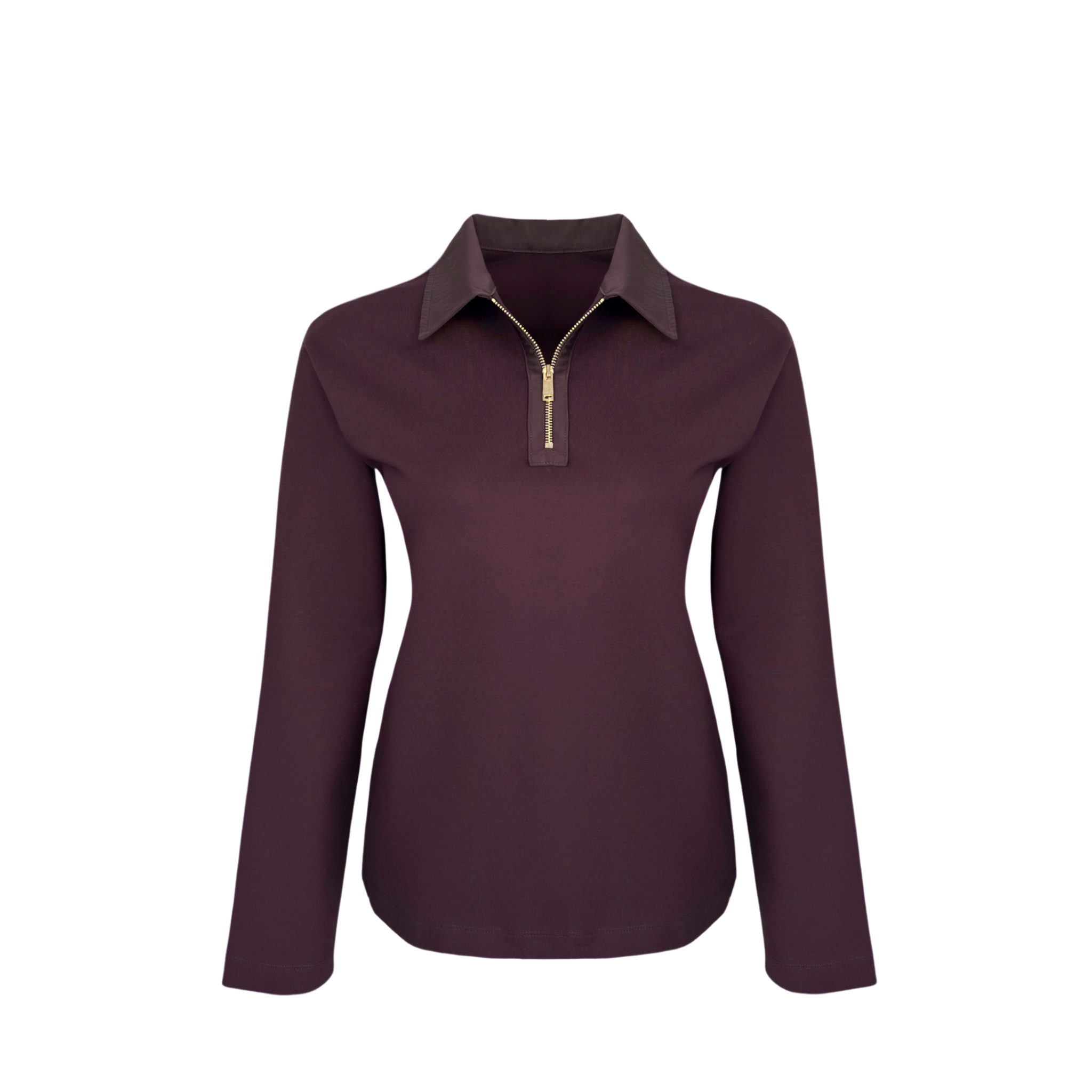 KUMAŞ MİX YAKASI FERMUARLI SWEATSHIRT BORDO