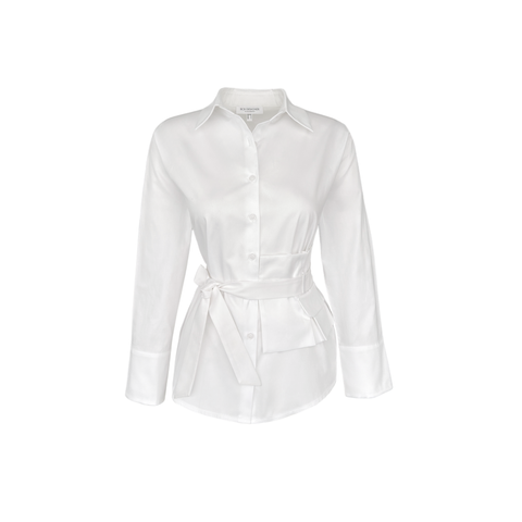 RUTH BELİ KUŞAKLI COTTON GÖMLEK EKRU