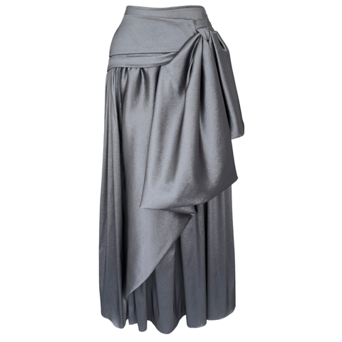 SATEN IŞILTILI BÜYÜK FİYONK DETAY ETEK GRİ