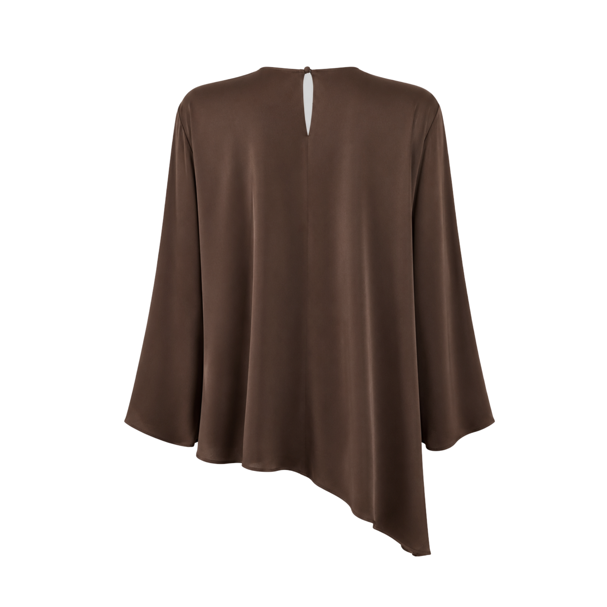 ASİMETRİK KESİM %100 RAYON SATEN IŞILTILI TAKIM KAHVE