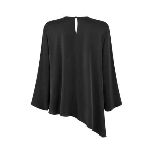 ASİMETRİK KESİM %100 RAYON SATEN IŞILTILI TAKIM SİYAH