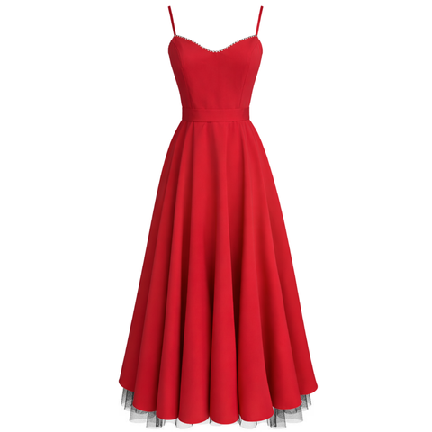 SCARLETT KALP YAKA ASKILI ELBİSE KIRMIZI