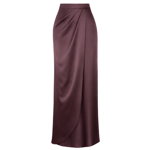 SHELLY DRAPE DETAY MAKSİ BOY ETEK ÇİKOLATA KAHVE