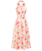 SIRT DETAY FLORAL DESEN ELBİSE MERCAN