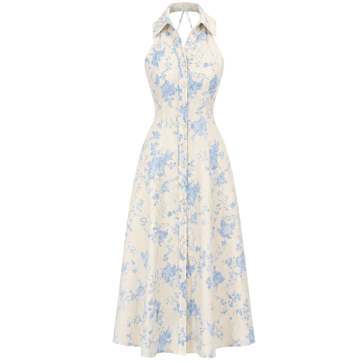 SIRT DETAY FLORAL DESEN ELBİSE