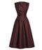 BEL DETAY DRAPELİ TAFTA ELBİSE BORDO