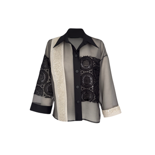 KUMAŞ MİX PAYETLİ TRANSPARAN TASARIM GÖMLEK