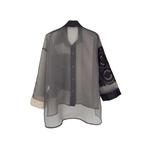 KUMAŞ MİX PAYETLİ TRANSPARAN TASARIM GÖMLEK