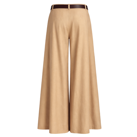 KEMER DETAY RAHAT KESİM TENCEL PANTOLON CAMEL