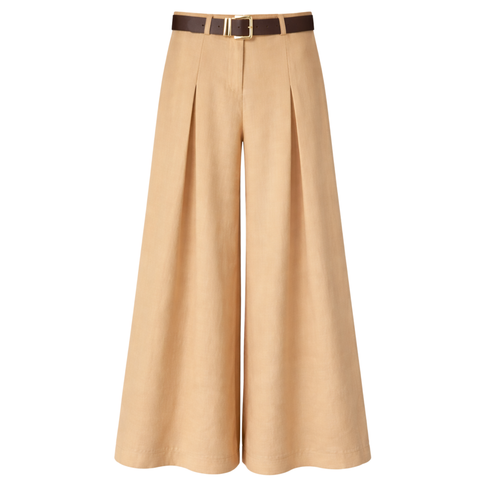 KEMER DETAY RAHAT KESİM TENCEL PANTOLON CAMEL