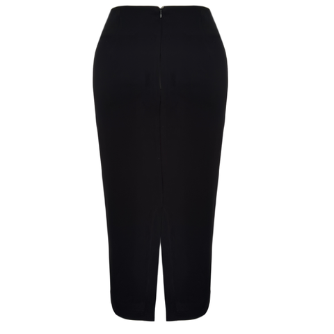 CAMELİA TROKLU MİDİ BOY KALEM ETEK SİYAH