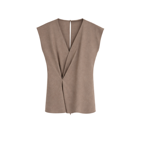 V YAKA BLUZ VE PANTOLON TAKIM VİZON