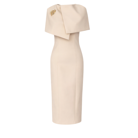 YAKA DETAY BROŞLU KALEM ELBİSE TAŞ