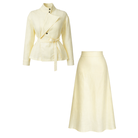 YAKA DETAY ETEKLİ TAKIM SARI