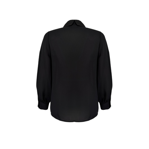 YAKASI TAŞ İŞLEMELİ NERVÜRLÜ GÖMLEK SİYAH