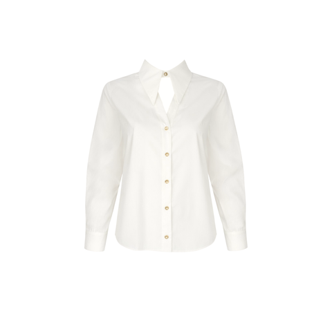 YAKASI PENCERELİ GOLD DÜĞME DETAY GÖMLEK EKRU