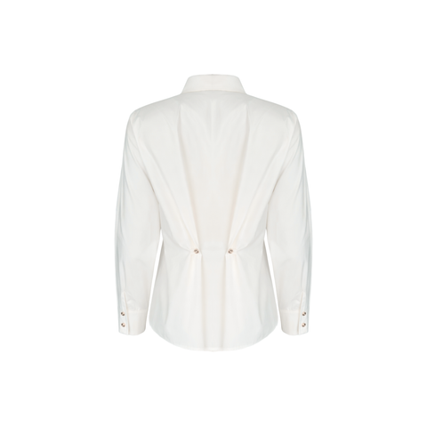 YAKASI PENCERELİ GOLD DÜĞME DETAY GÖMLEK EKRU