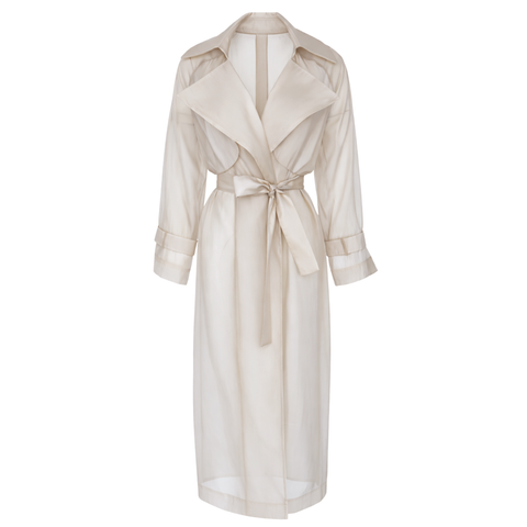 KRUVAZE MODEL YARI TRANSPARAN TRENÇKOT BEJ