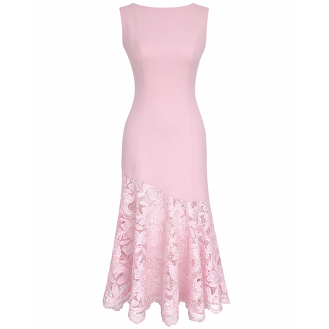 ETEĞİ GÜPÜR DETAY ELBİSE PEMBE