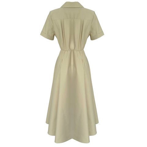 FERMUAR DETAY KISA KOL PİLELİ ELBİSE SOFT YEŞİL