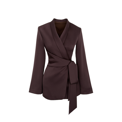 JESS KRUVAZE BAĞLAMALI SATEN CEKET ÇİKOLATA KAHVE