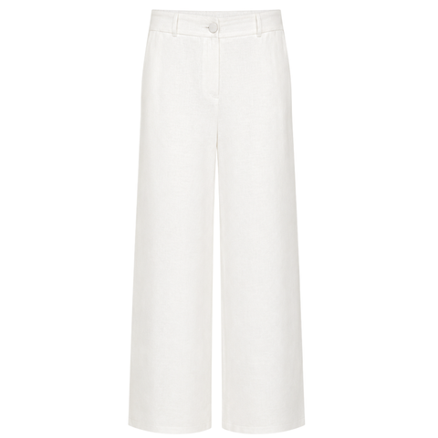 BOYDAN ASTARLI %100 KETEN PANTOLON BEYAZ