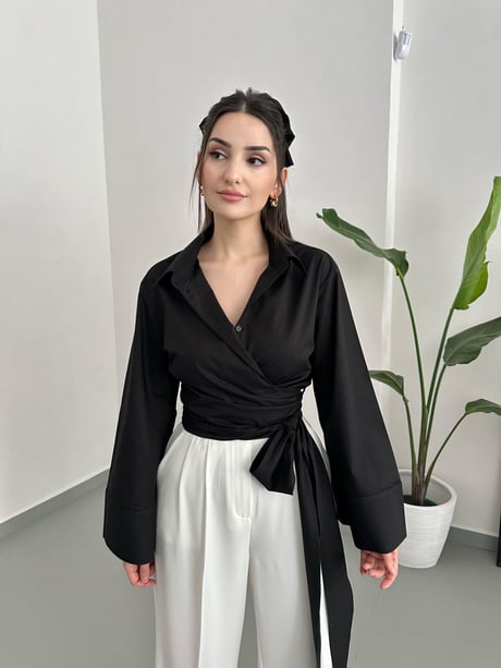 Kruvaze Model Gömlek Siyah