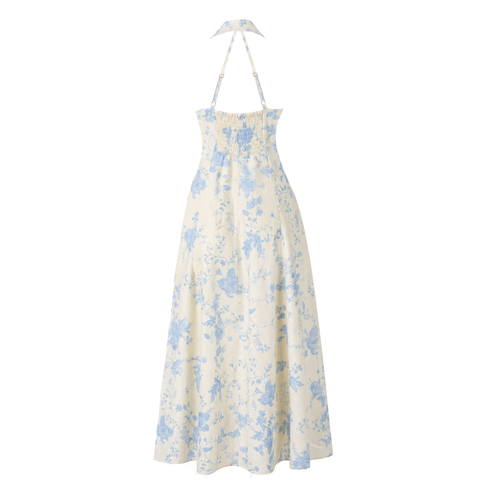 SIRT DETAY FLORAL DESEN ELBİSE
