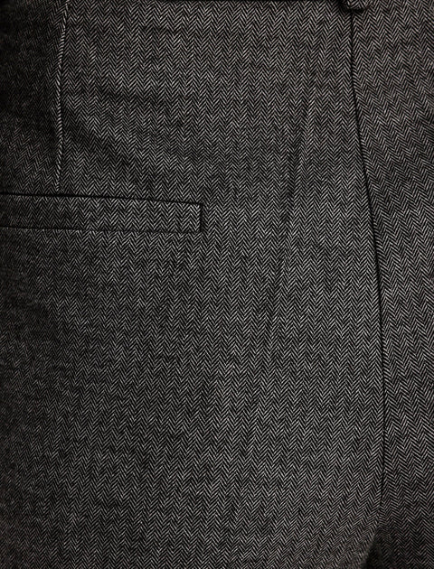 GENİŞ PAÇA BALIKSIRTI DESEN PANTOLON ANTRASİT