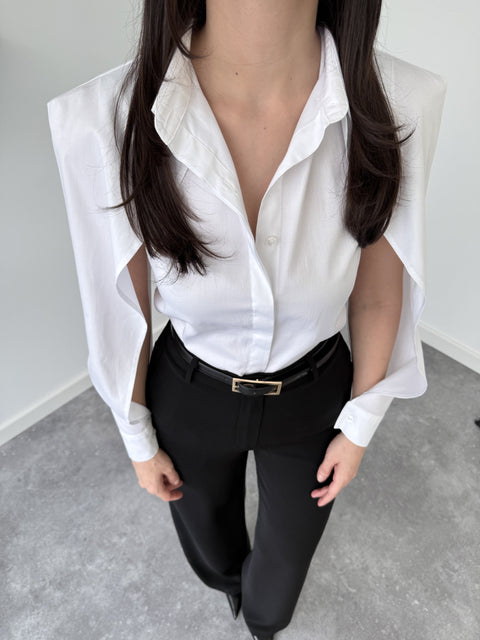 GIA SHIRT WITH WINDOWS ON THE SLEEVES, WHITE