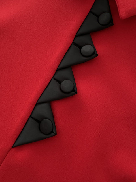 SIRT DETAYLI DİK YAKA BLUZ KIRMIZI